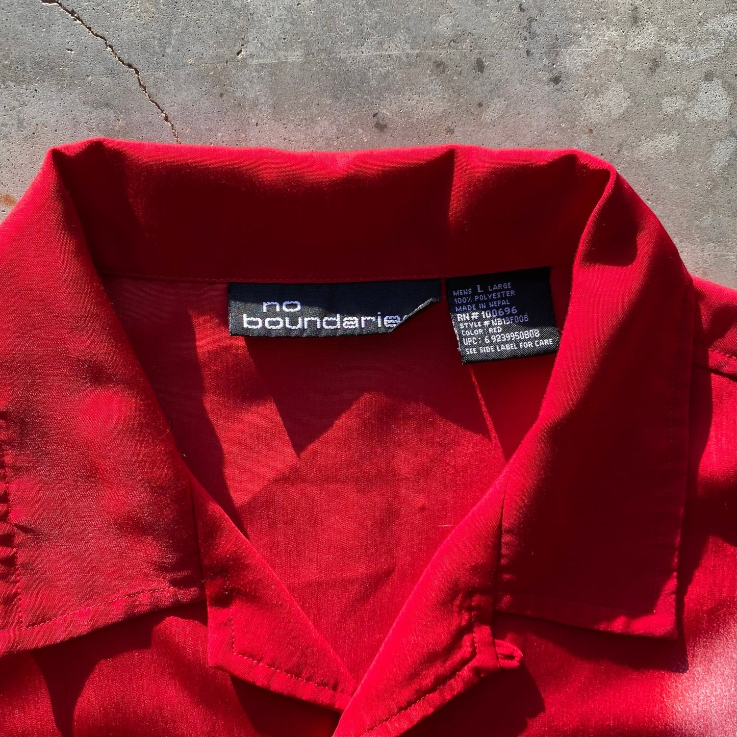 Y2K Mens No Boundaries Shirt Red AOP Tribal Print Vintage Short Sleeve Sz L