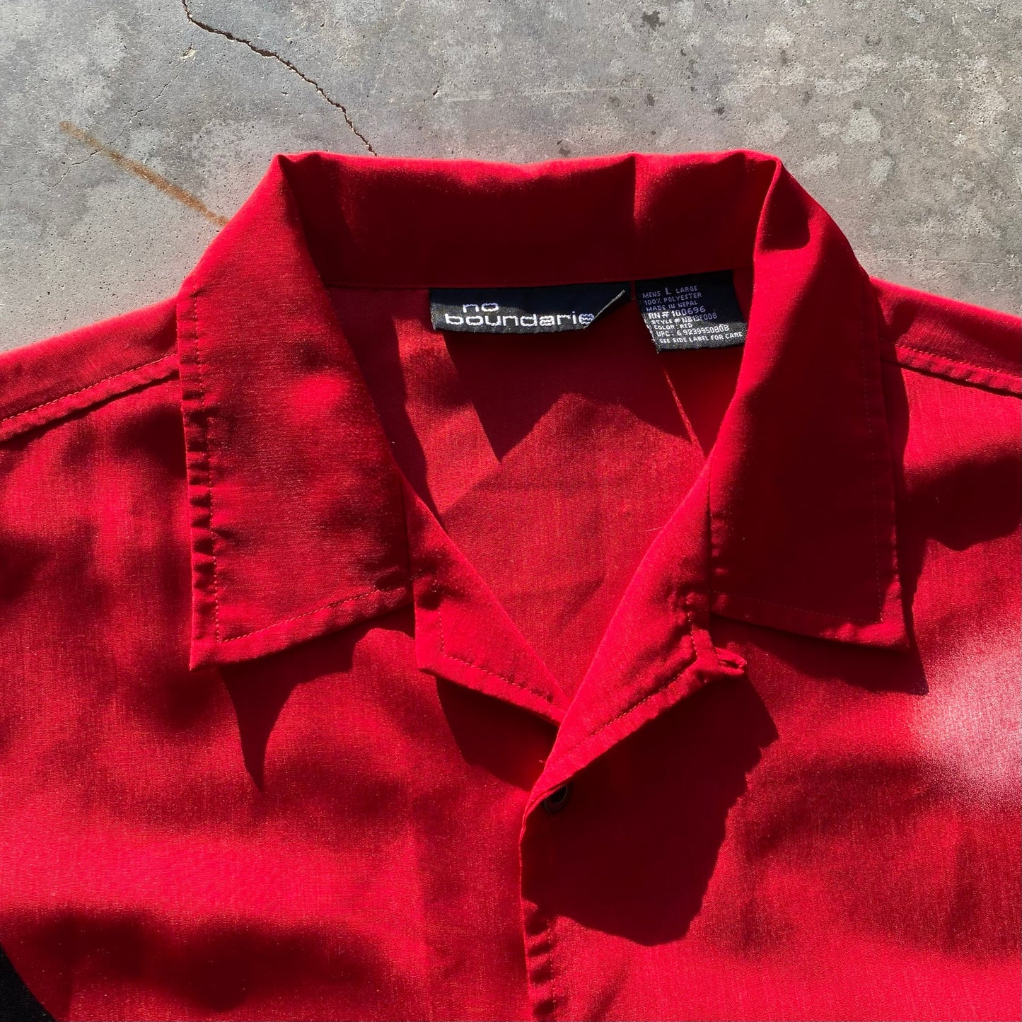 Y2K Mens No Boundaries Shirt Red AOP Tribal Print Vintage Short Sleeve Sz L