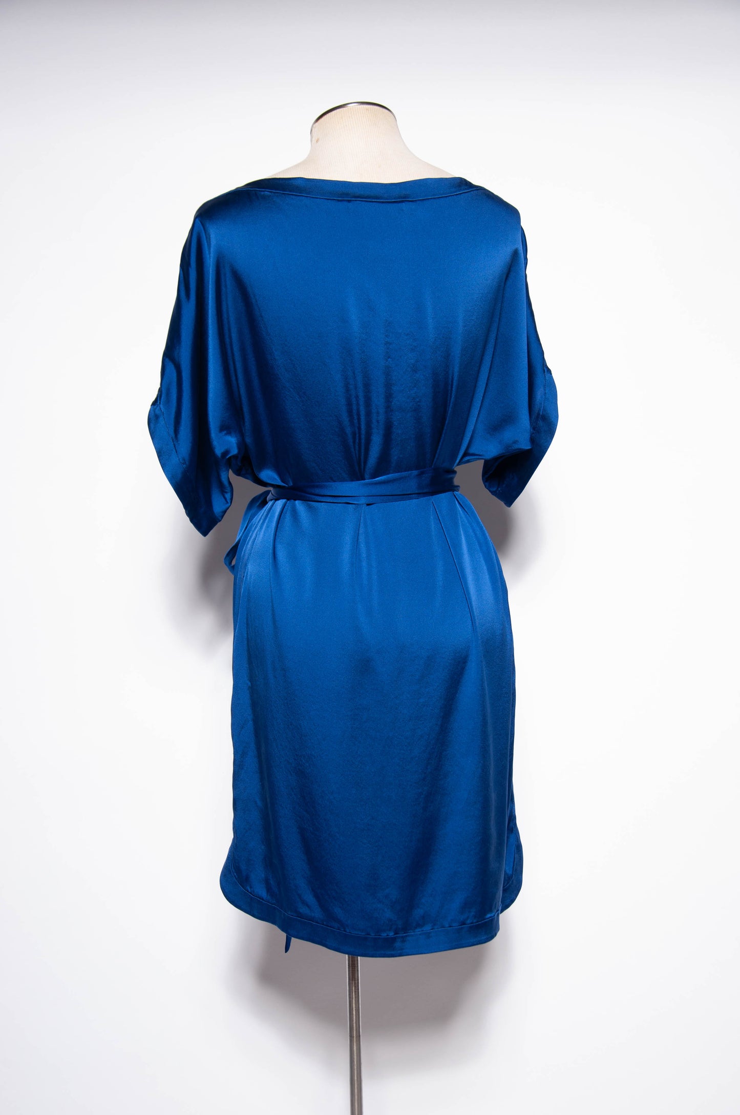DIANE VON FURSTENBURG MODERN BLUE SILK DRAPED DRESS
