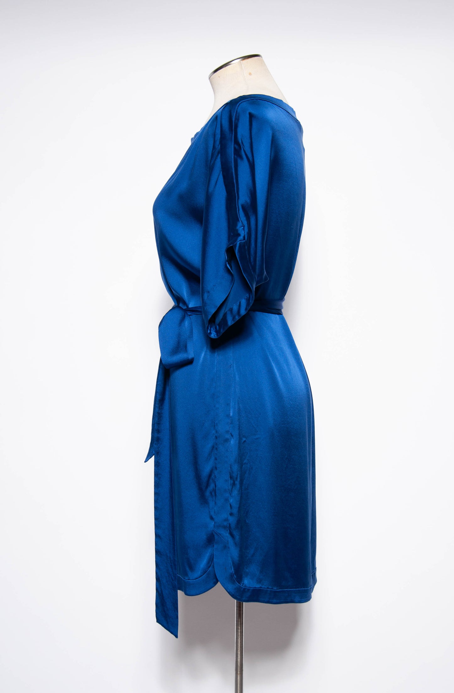 DIANE VON FURSTENBURG MODERN BLUE SILK DRAPED DRESS