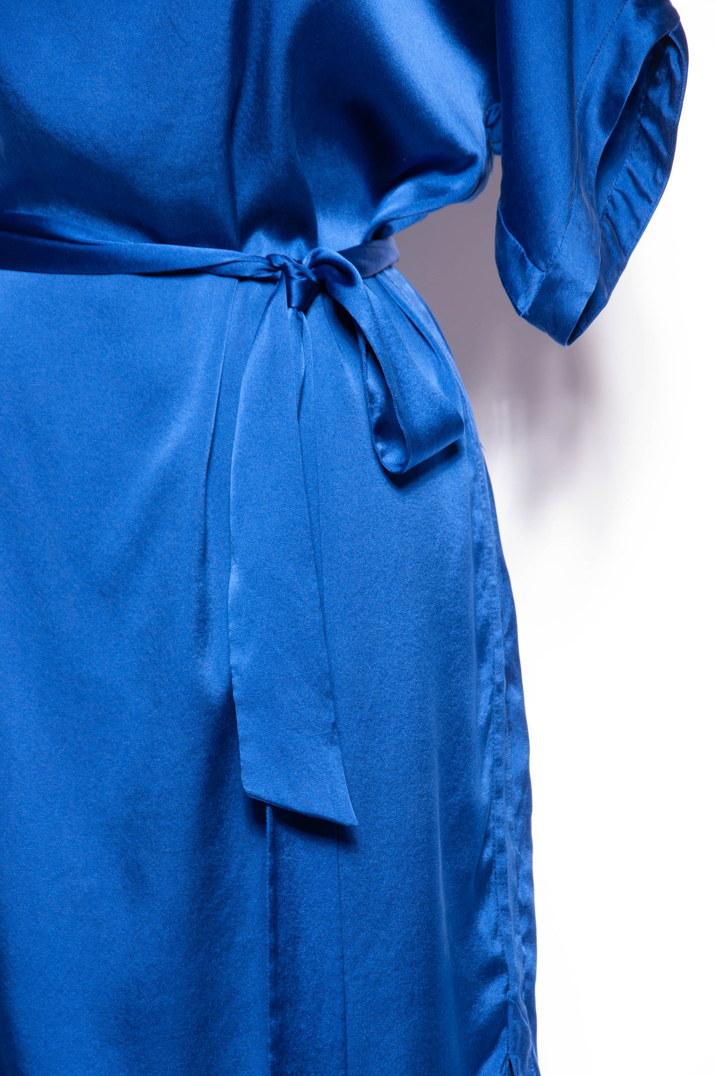 DIANE VON FURSTENBURG MODERN BLUE SILK DRAPED DRESS