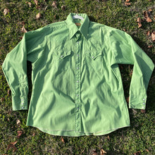 Ely Plains 70s Pearl Snap Shirt SzXL Green Cotton Button Down Mens Western Shirt
