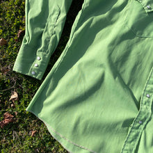 Ely Plains 70s Pearl Snap Shirt SzXL Green Cotton Button Down Mens Western Shirt