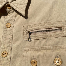 70s Men's Shirt Cream Cotton Button Button Casual Longsleeve Shirt Mad Man Sz M