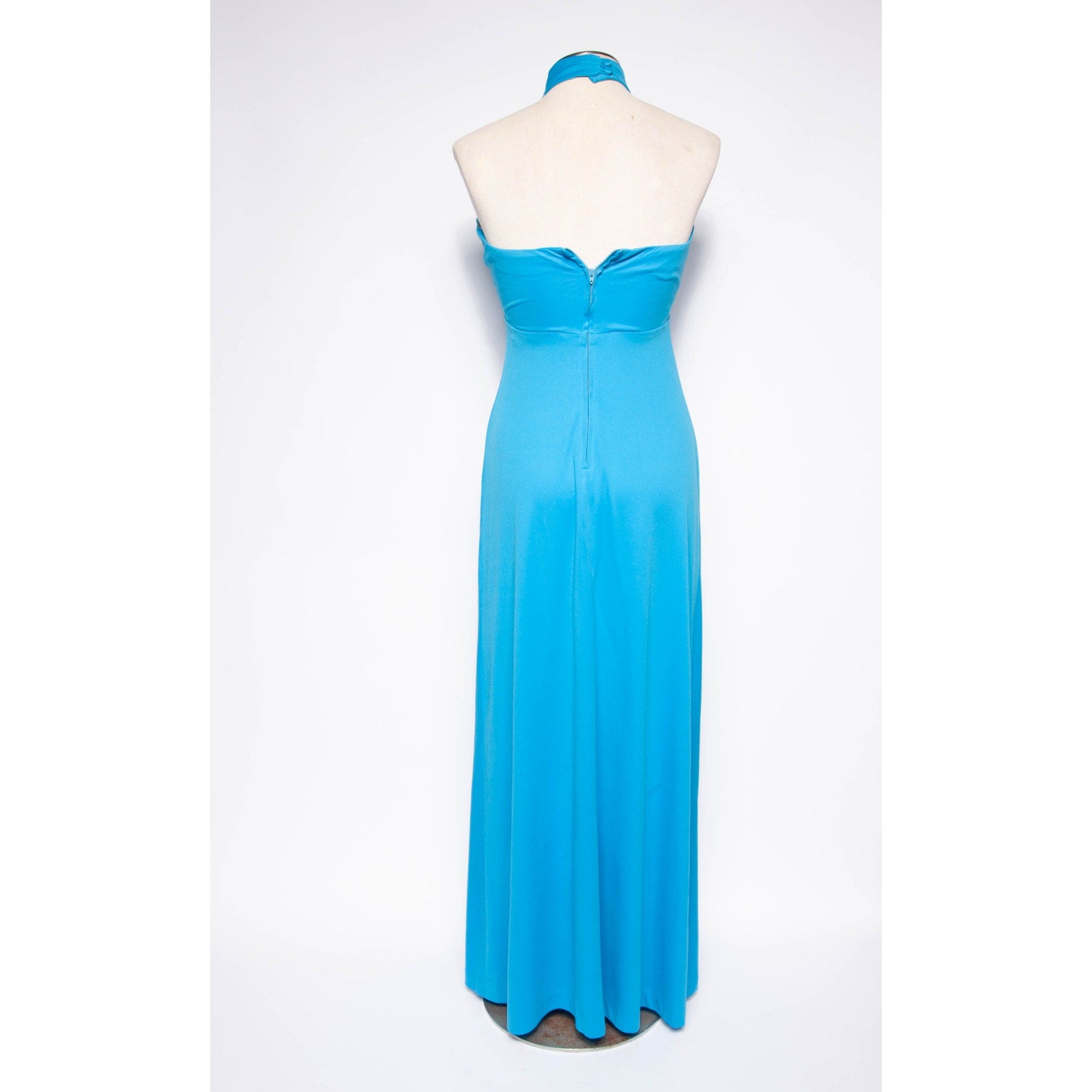 70s Maxi Dress Sexy Vtg Evening Gown Blue Rhinestone Fredricks of Holl – RetroSpectrum NYC