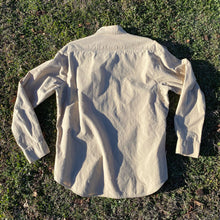 70s Men's Shirt Cream Cotton Button Button Casual Longsleeve Shirt Mad Man Sz M