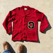 60s Mens Cardgian Collegiate Vintage Grandpa Sweater "O" Patch Chain Stitch Sz42