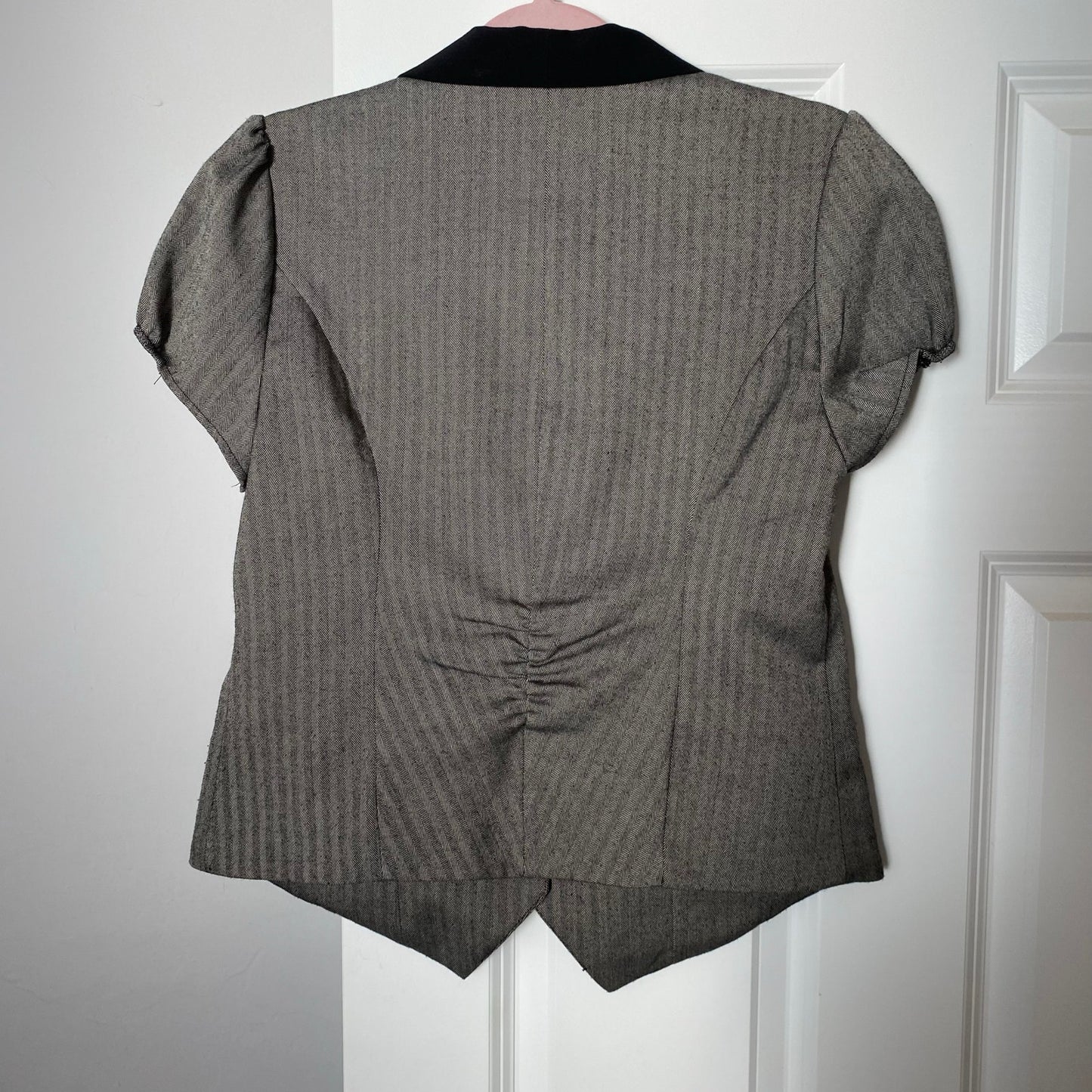 2000s Womens Top Vintage Office Siren Top Tuxedo Vibes Y2K Indie Sleeze SS Sz L