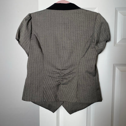 2000s Womens Top Vintage Office Siren Top Tuxedo Vibes Y2K Indie Sleeze SS Sz L