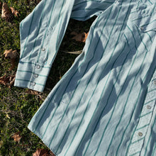 Vtg Men's Pearl Snap Shirt Sz XL 80s Green Stripe Button Down Western Shirt