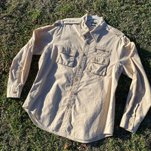 70s Men's Shirt Cream Cotton Button Button Casual Longsleeve Shirt Mad Man Sz M