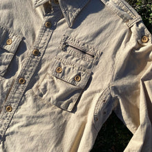 70s Men's Shirt Cream Cotton Button Button Casual Longsleeve Shirt Mad Man Sz M