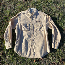 70s Men's Shirt Cream Cotton Button Button Casual Longsleeve Shirt Mad Man Sz M