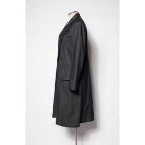 Regulation Yohji Yamamoto Coat Dark Blue Denim Cotton Duster Trench Coat SZ S/M