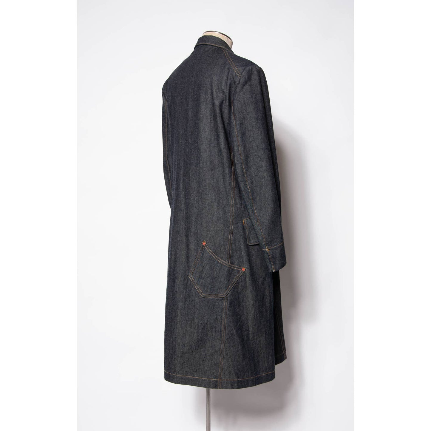 Regulation Yohji Yamamoto Coat Dark Blue Denim Cotton Duster Trench Coat SZ S/M