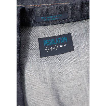 Regulation Yohji Yamamoto Coat Dark Blue Denim Cotton Duster Trench Coat SZ S/M