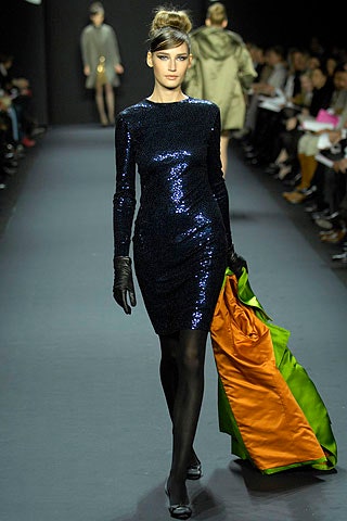 BILL BLASS FW2007 RUNWAY NAVY SEQUIN COCKTAIL DRESS