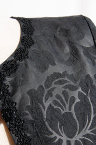 YVES SAINT LAURENT STRUCTURED BLACK FLORAL SILK JACKET