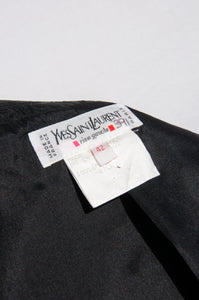 YVES SAINT LAURENT STRUCTURED BLACK FLORAL SILK JACKET