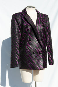 COURREGES VINTAGE PURPLE AND BLACK TEXTURED LIGHTNING PRINT JACKET