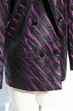 COURREGES VINTAGE PURPLE AND BLACK TEXTURED LIGHTNING PRINT JACKET