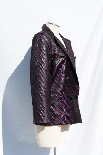 COURREGES VINTAGE PURPLE AND BLACK TEXTURED LIGHTNING PRINT JACKET