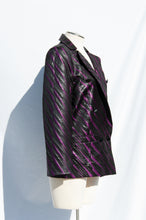 COURREGES VINTAGE PURPLE AND BLACK TEXTURED LIGHTNING PRINT JACKET