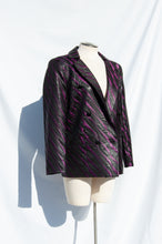COURREGES VINTAGE PURPLE AND BLACK TEXTURED LIGHTNING PRINT JACKET