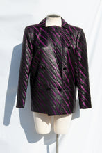 COURREGES VINTAGE PURPLE AND BLACK TEXTURED LIGHTNING PRINT JACKET