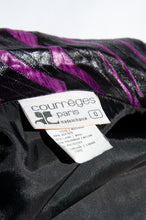 COURREGES VINTAGE PURPLE AND BLACK TEXTURED LIGHTNING PRINT JACKET