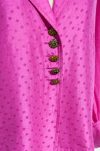 YVES SAINT LAURENT 1990S FUSCHIA RAW SILK POLKA DOT SHIRT