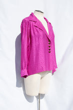 YVES SAINT LAURENT 1990S FUSCHIA RAW SILK POLKA DOT SHIRT