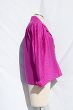 YVES SAINT LAURENT 1990S FUSCHIA RAW SILK POLKA DOT SHIRT