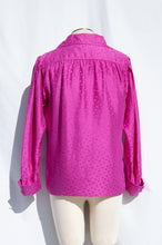 YVES SAINT LAURENT 1990S FUSCHIA RAW SILK POLKA DOT SHIRT