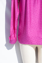 YVES SAINT LAURENT 1990S FUSCHIA RAW SILK POLKA DOT SHIRT