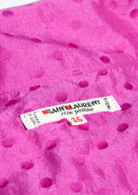 YVES SAINT LAURENT 1990S FUSCHIA RAW SILK POLKA DOT SHIRT