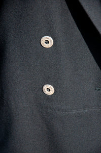 CLAUDE MONTANA BLACK DOUBLE BREASTED LIGHTWEIGHT WOOL COAT