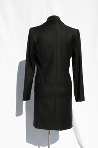 CLAUDE MONTANA BLACK DOUBLE BREASTED LIGHTWEIGHT WOOL COAT
