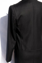CLAUDE MONTANA BLACK DOUBLE BREASTED LIGHTWEIGHT WOOL COAT