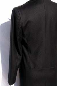 CLAUDE MONTANA BLACK DOUBLE BREASTED LIGHTWEIGHT WOOL COAT