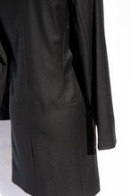 CLAUDE MONTANA BLACK DOUBLE BREASTED LIGHTWEIGHT WOOL COAT