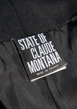 CLAUDE MONTANA BLACK DOUBLE BREASTED LIGHTWEIGHT WOOL COAT