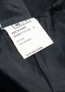 CLAUDE MONTANA BLACK DOUBLE BREASTED LIGHTWEIGHT WOOL COAT