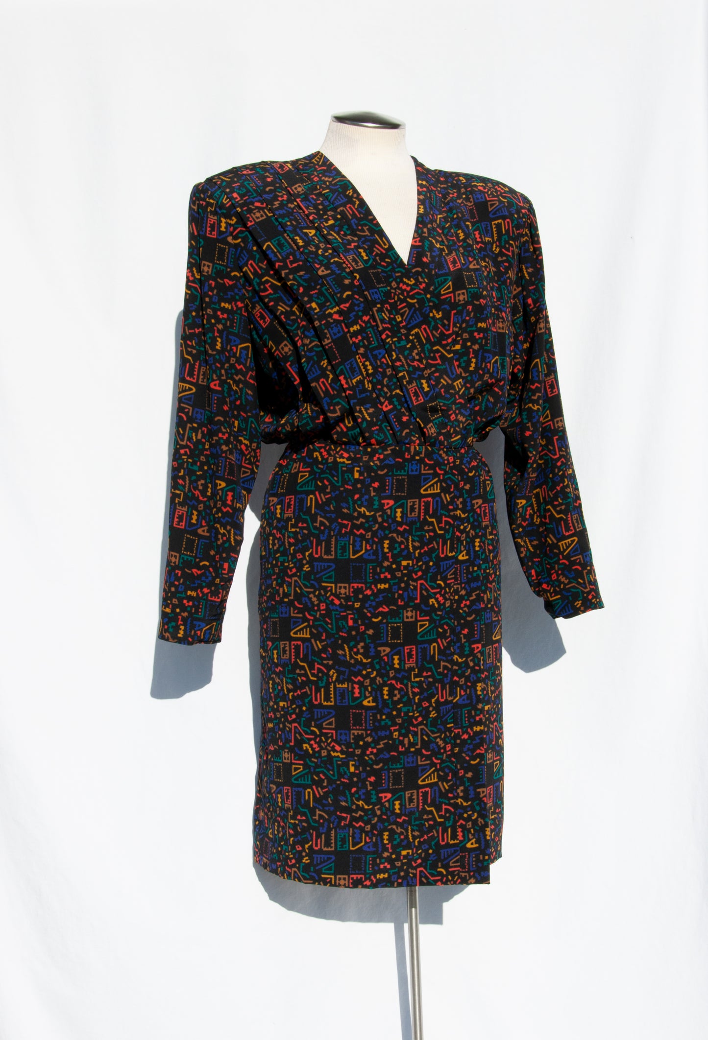 CHLOE VINTAGE PLEATED PATTERNED SILK DRESS