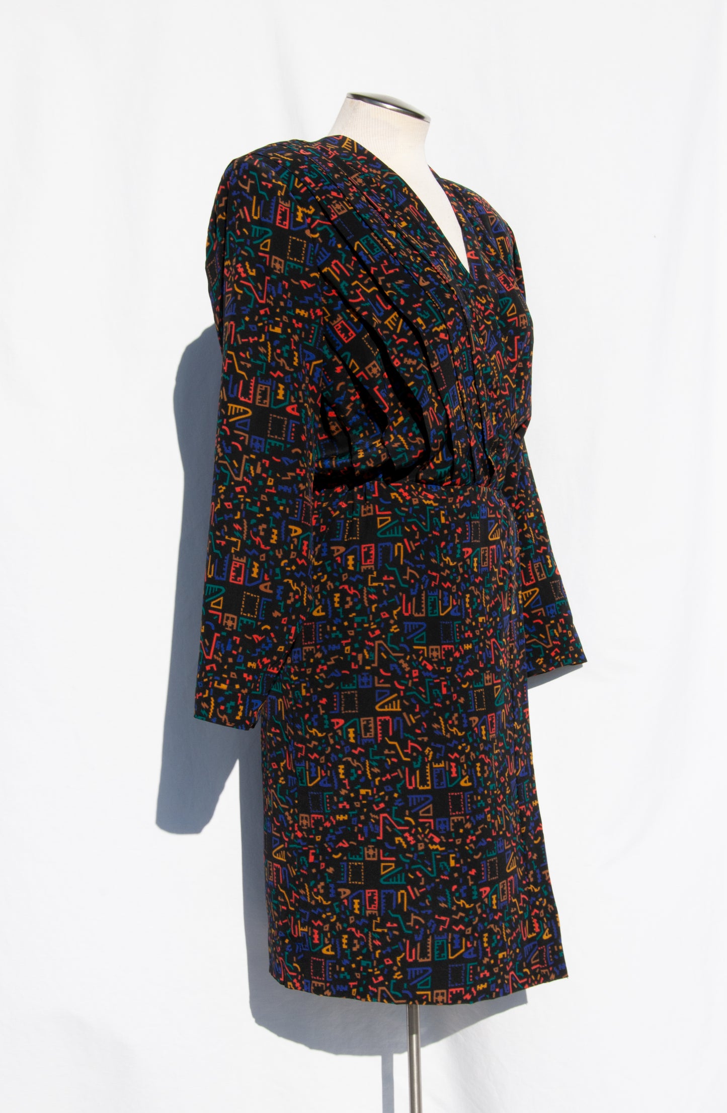 CHLOE VINTAGE PLEATED PATTERNED SILK DRESS