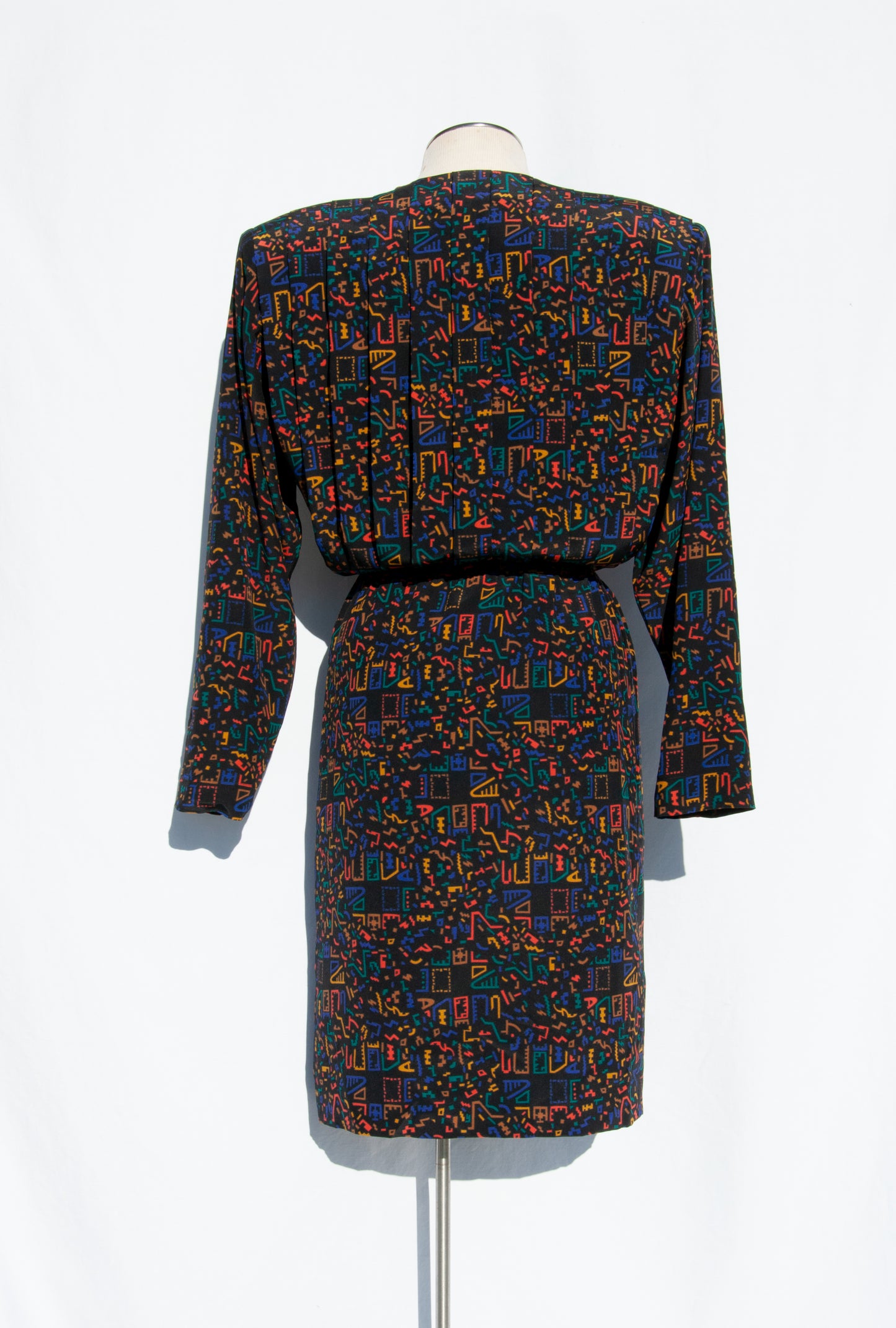 CHLOE VINTAGE PLEATED PATTERNED SILK DRESS