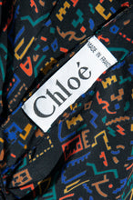 CHLOE VINTAGE PLEATED PATTERNED SILK DRESS
