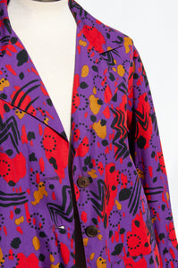 YVES SAINT LAURENT PURPLE AND RED VINTAGE 1990S BELTED COTTON JACKET/SHIRT