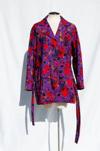 YVES SAINT LAURENT PURPLE AND RED VINTAGE 1990S BELTED COTTON JACKET/SHIRT