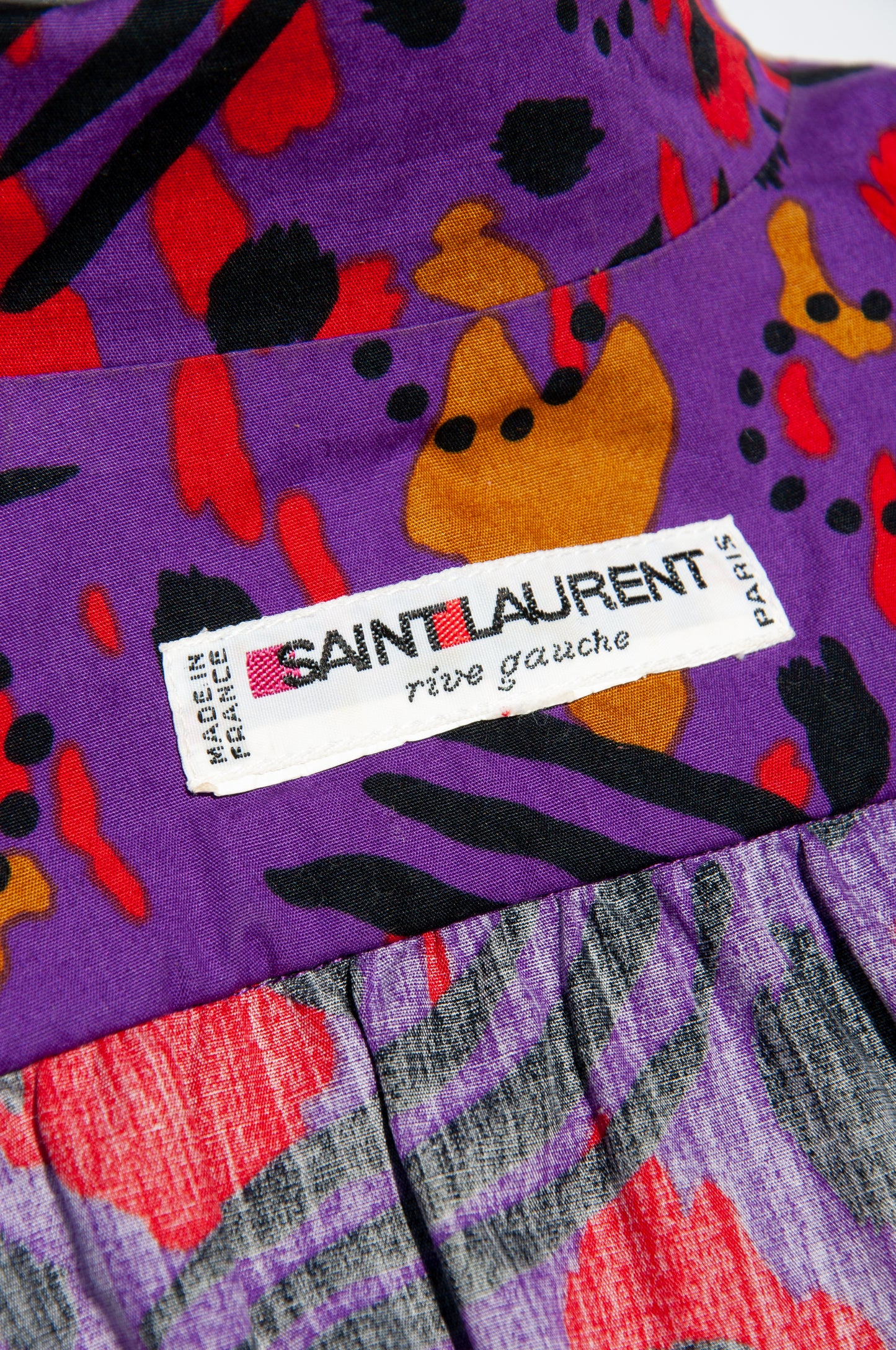 YVES SAINT LAURENT PURPLE AND RED VINTAGE 1990S BELTED COTTON JACKET/SHIRT